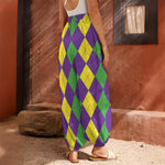 Mardi Gras Argyle Pattern Print Harem Pants