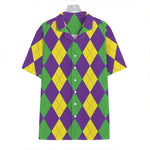 Mardi Gras Argyle Pattern Print Hawaiian Shirt