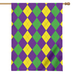 Mardi Gras Argyle Pattern Print House Flag