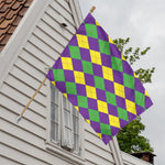 Mardi Gras Argyle Pattern Print House Flag