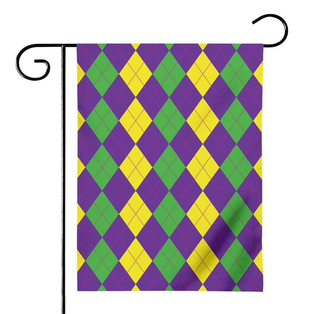 Mardi Gras Argyle Pattern Print House Flag