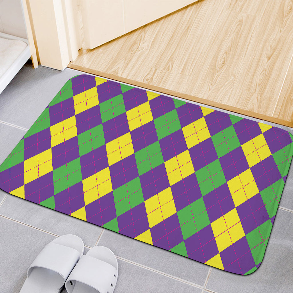 Mardi Gras Argyle Pattern Print Indoor Door Mat