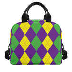Mardi Gras Argyle Pattern Print Insulated Lunch Bag