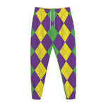 Mardi Gras Argyle Pattern Print Jogger Pants