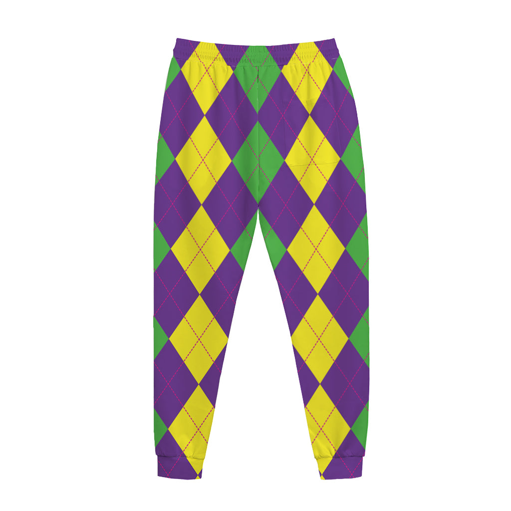 Mardi Gras Argyle Pattern Print Jogger Pants