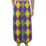 Mardi Gras Argyle Pattern Print Lantern Pants