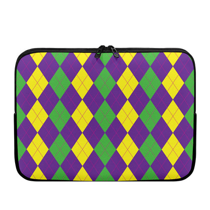 Mardi Gras Argyle Pattern Print Laptop Sleeve