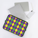 Mardi Gras Argyle Pattern Print Laptop Sleeve