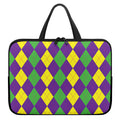 Mardi Gras Argyle Pattern Print Laptop Sleeve With Handle