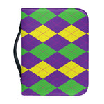 Mardi Gras Argyle Pattern Print Leather Bible Cover