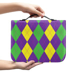 Mardi Gras Argyle Pattern Print Leather Bible Cover