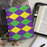 Mardi Gras Argyle Pattern Print Leather Bible Cover