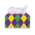 Mardi Gras Argyle Pattern Print Leather Tissue Box Cover