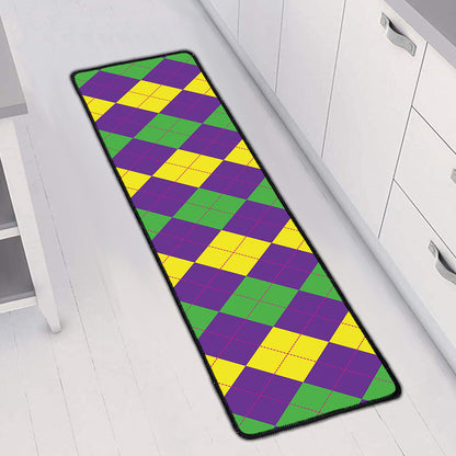 Mardi Gras Argyle Pattern Print Long Kitchen Mat