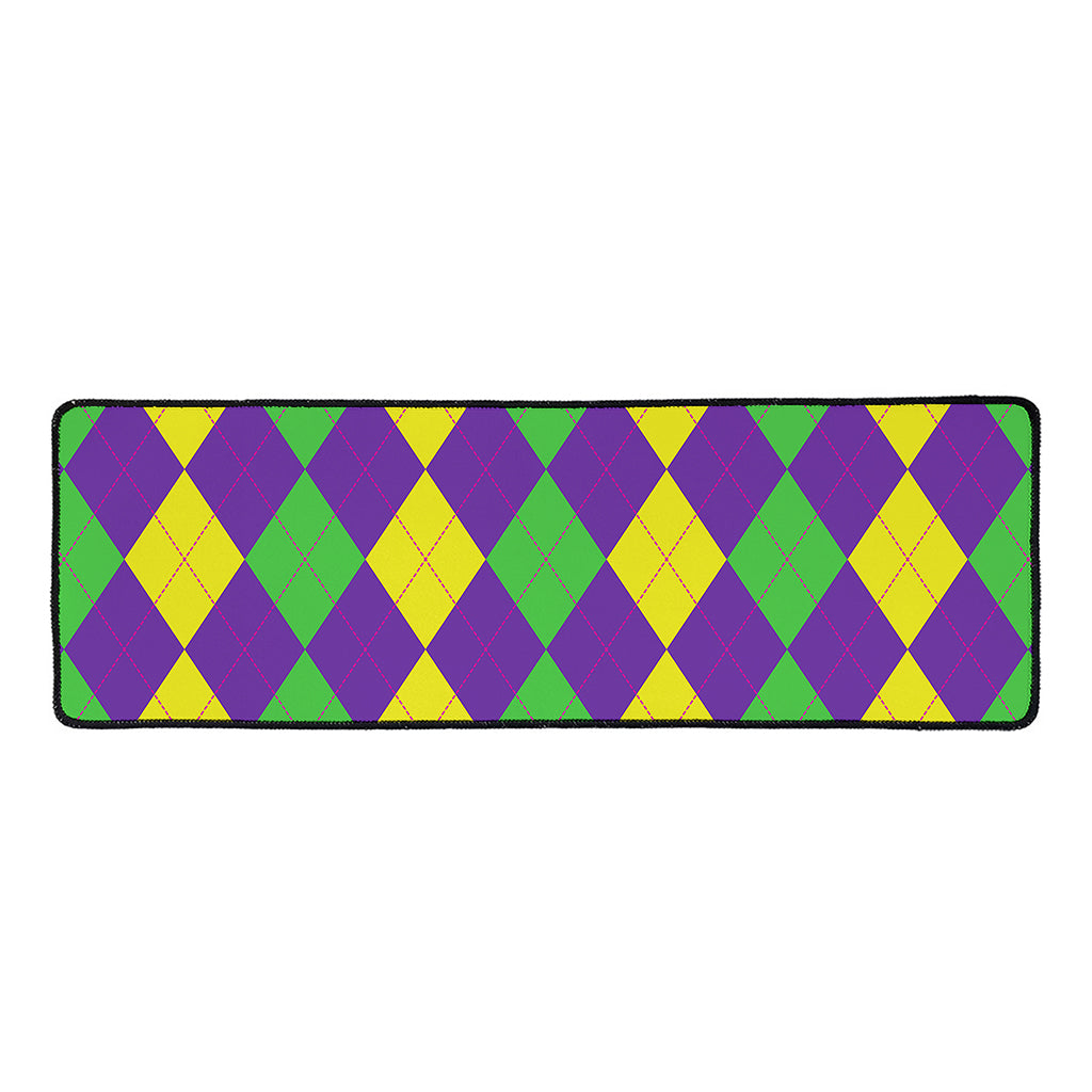 Mardi Gras Argyle Pattern Print Long Kitchen Mat