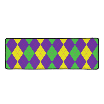 Mardi Gras Argyle Pattern Print Long Kitchen Mat