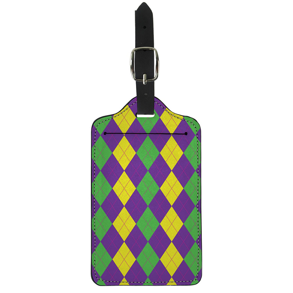 Mardi Gras Argyle Pattern Print Luggage Tag