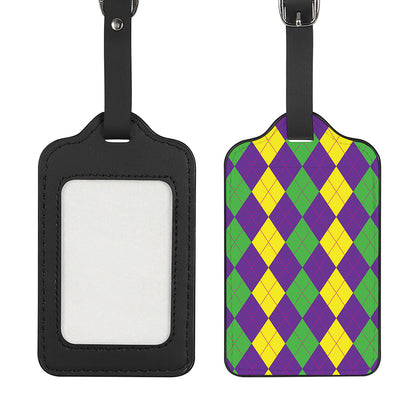 Mardi Gras Argyle Pattern Print Luggage Tag