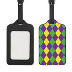 Mardi Gras Argyle Pattern Print Luggage Tag