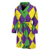 Mardi Gras Argyle Pattern Print Men's Bathrobe