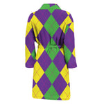 Mardi Gras Argyle Pattern Print Men's Bathrobe