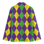 Mardi Gras Argyle Pattern Print Men's Blazer