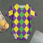 Mardi Gras Argyle Pattern Print Men's Bodysuit