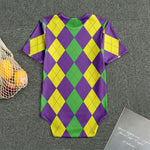 Mardi Gras Argyle Pattern Print Men's Bodysuit