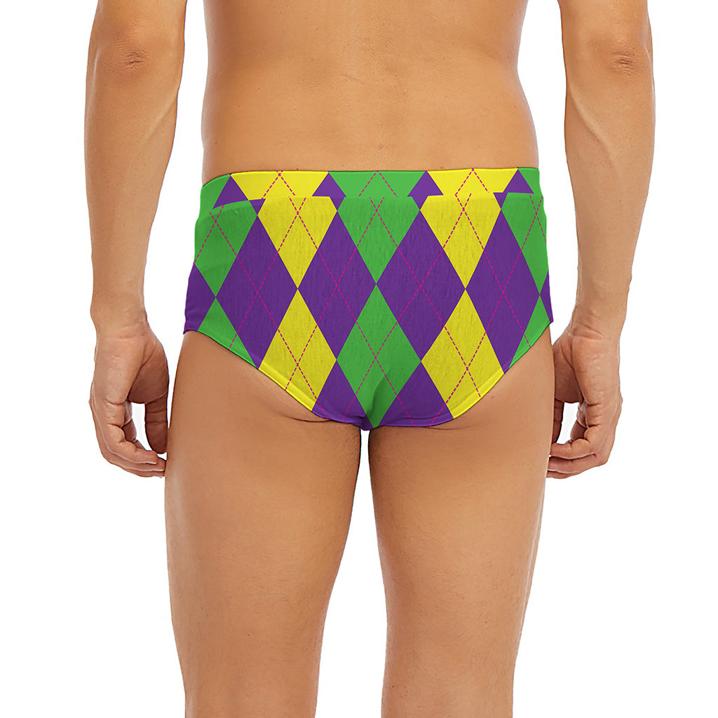 Mardi Gras Argyle Pattern Print Men's Briefs