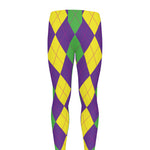 Mardi Gras Argyle Pattern Print Men's leggings