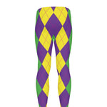 Mardi Gras Argyle Pattern Print Men's leggings