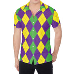 Mardi Gras Argyle Pattern Print Men's Shirt