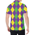 Mardi Gras Argyle Pattern Print Men's Shirt