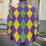 Mardi Gras Argyle Pattern Print Men's Shirt Jacket