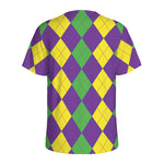 Mardi Gras Argyle Pattern Print Men's Sports T-Shirt