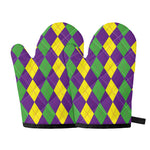 Mardi Gras Argyle Pattern Print Oven Mitts