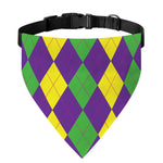 Mardi Gras Argyle Pattern Print Over The Collar Dog Bandana