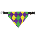 Mardi Gras Argyle Pattern Print Over The Collar Dog Bandana