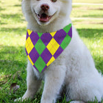 Mardi Gras Argyle Pattern Print Over The Collar Dog Bandana