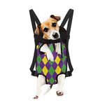 Mardi Gras Argyle Pattern Print Pet Carrier Backpack
