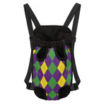 Mardi Gras Argyle Pattern Print Pet Carrier Backpack