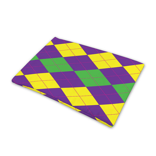 Mardi Gras Argyle Pattern Print Pet Cooling Mat Cover