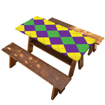 Mardi Gras Argyle Pattern Print Picnic Table Cover