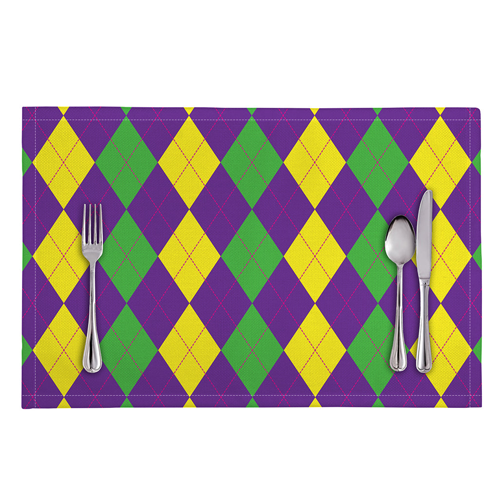 Mardi Gras Argyle Pattern Print Placemat