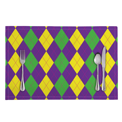 Mardi Gras Argyle Pattern Print Placemat