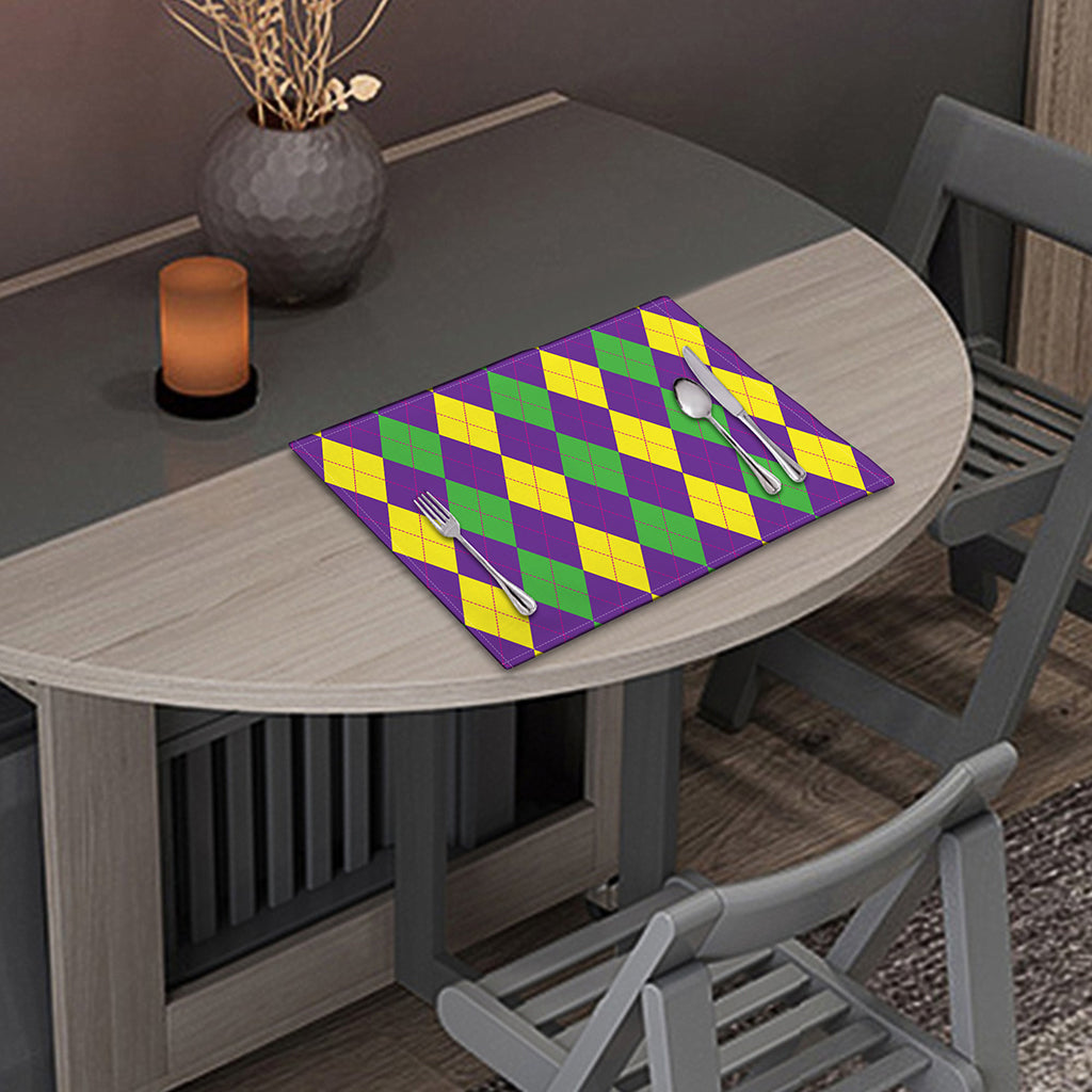 Mardi Gras Argyle Pattern Print Placemat