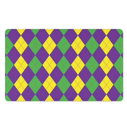 Mardi Gras Argyle Pattern Print Polyester Doormat