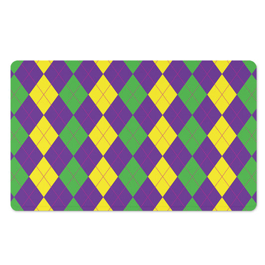 Mardi Gras Argyle Pattern Print Polyester Doormat