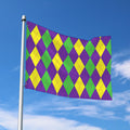 Mardi Gras Argyle Pattern Print Polyester Flag