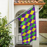 Mardi Gras Argyle Pattern Print Polyester Flag